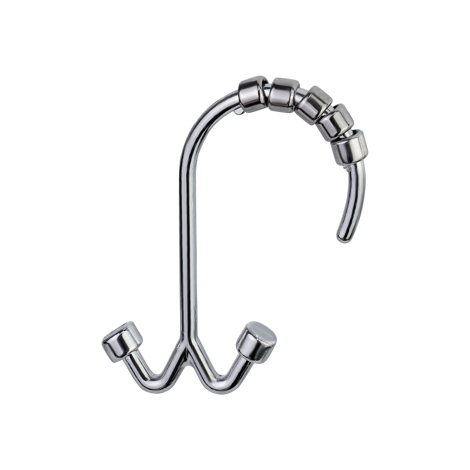 Splash Home VYK Decorative Shower Curtain Hooks - 12 Pack Rustproof Aluminum Shower Rings with Double Rolling Hooks for Bathroom & Window Curtains | Elegant Chrome Finish for Modern Bathroom Decor