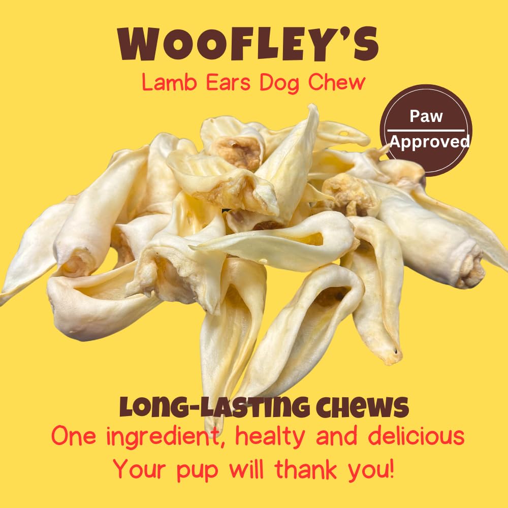 100% Natural Whole Lamb Ear Dog Chews - 100 Count | Healthy, Digestible Treats for Small, Medium & Large Dogs | Perfect for Training Rewards, Dental Health & Long-Lasting Chewing