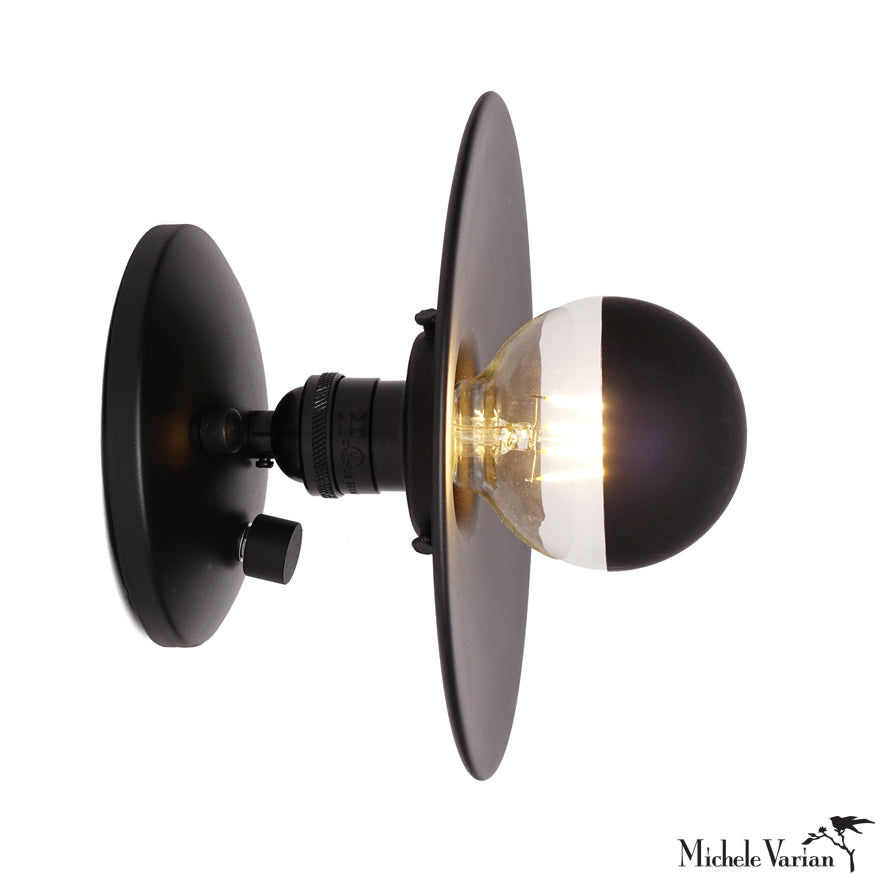 8 Inch Black Discus Flush Mount Wall Sconce Light Fixture - Perfect for Bedroom, Hallway & Entryway Lighting