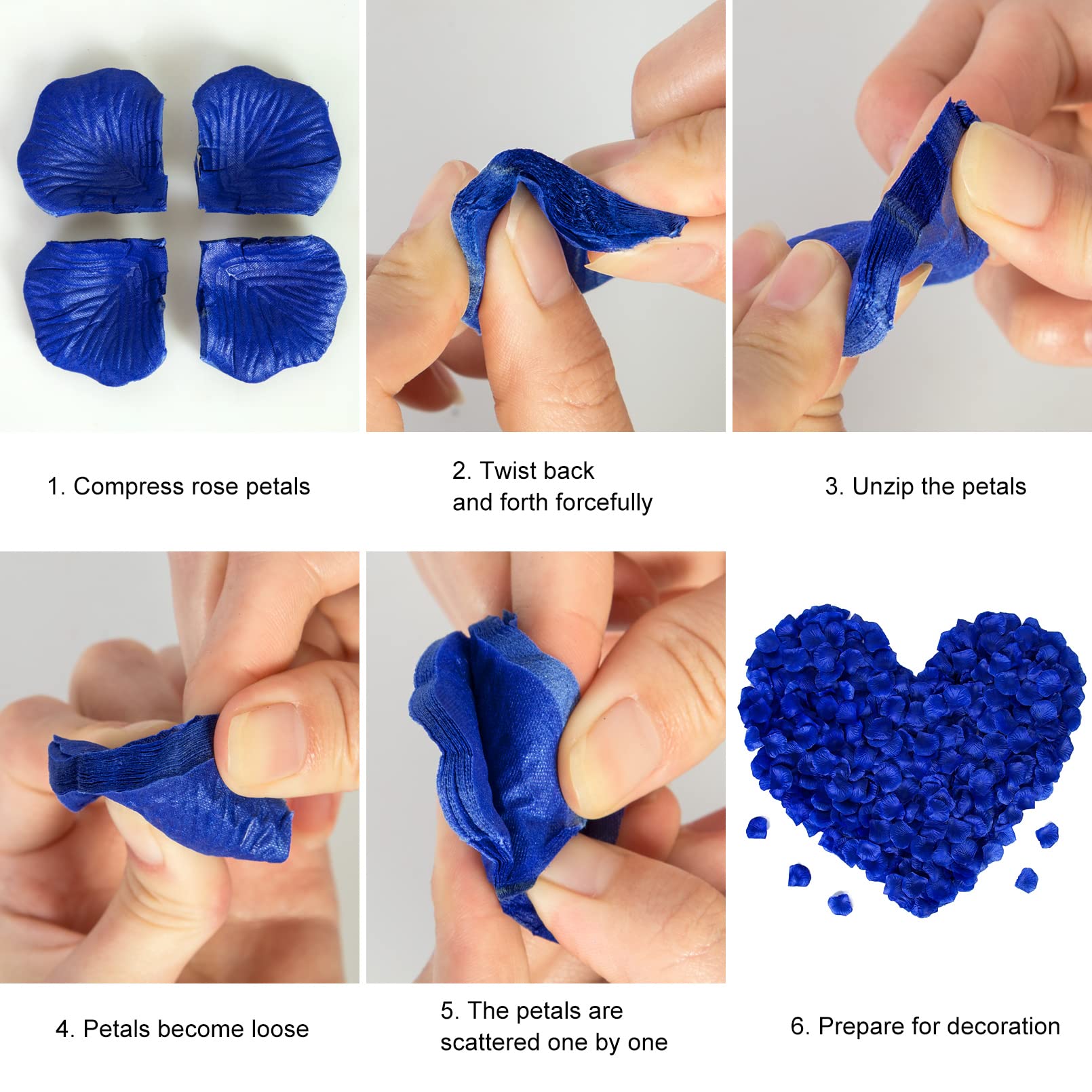 3000 Pcs Artificial Rose Petals - Blue Silk Flowers for Wedding Decor, Valentine's Day, Bridal Shower & Romantic Home Decorations - Perfect for Centerpieces, Aisle Scatter & Table Settings
