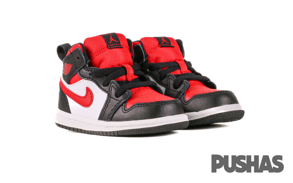 Air Jordan 1 Mid 'Black Fire Red' TD Sneakers for Kids (2022) - Basketball Shoes for Boys & Girls, Casual Streetwear Fashion for School & Play