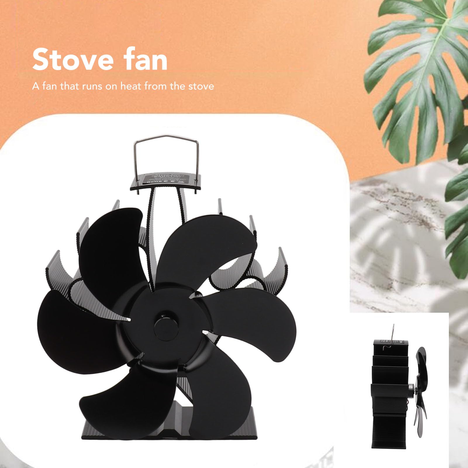 6-Blade Wood Stove Fan - Heat Powered Fireplace Fan for Efficient Home Heating - Perfect for Wood Burning Stoves & Log Cabin Fireplaces (LT419)