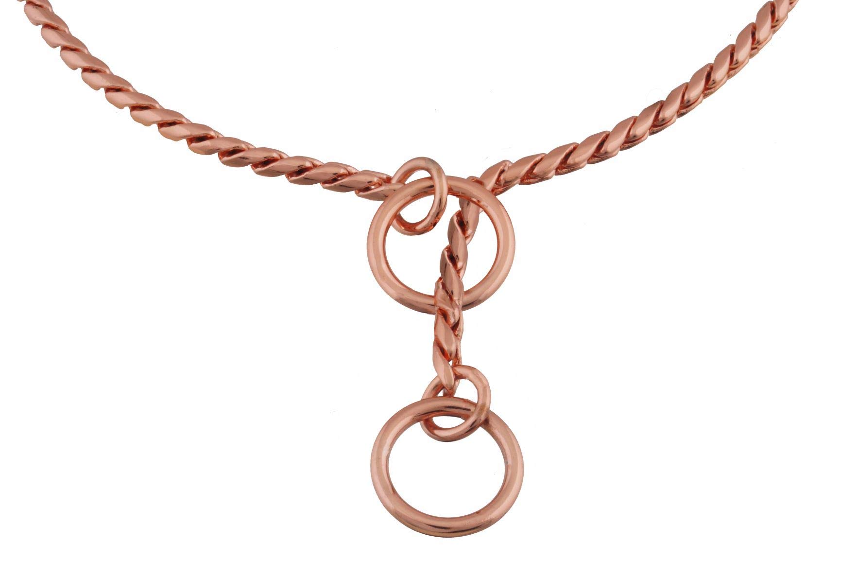 Alvalley Rose Gold Metal Chain Dog Collar - Adjustable Slip Collar for Small to Extra Large Dogs - 26