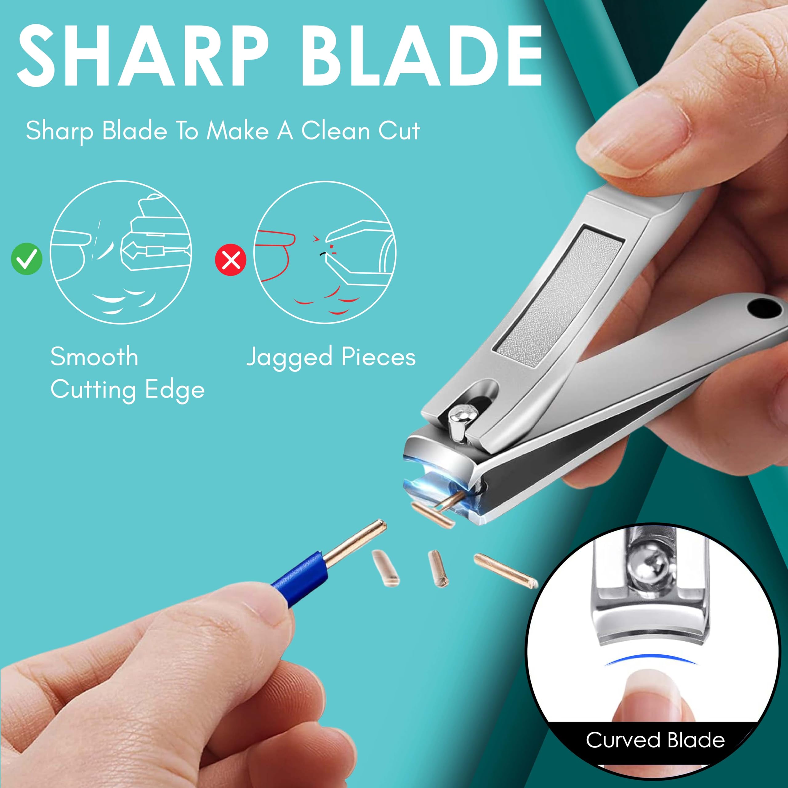 Professional Nail Clipper Set for Men - Cuticle Cutter, Finger & Toe Nippers for Thick Nails with Non-Slip Handle & Built-in File | Curved Blade Design Prevents Nail Fungus | Perfect for Home, Travel & Salon Use