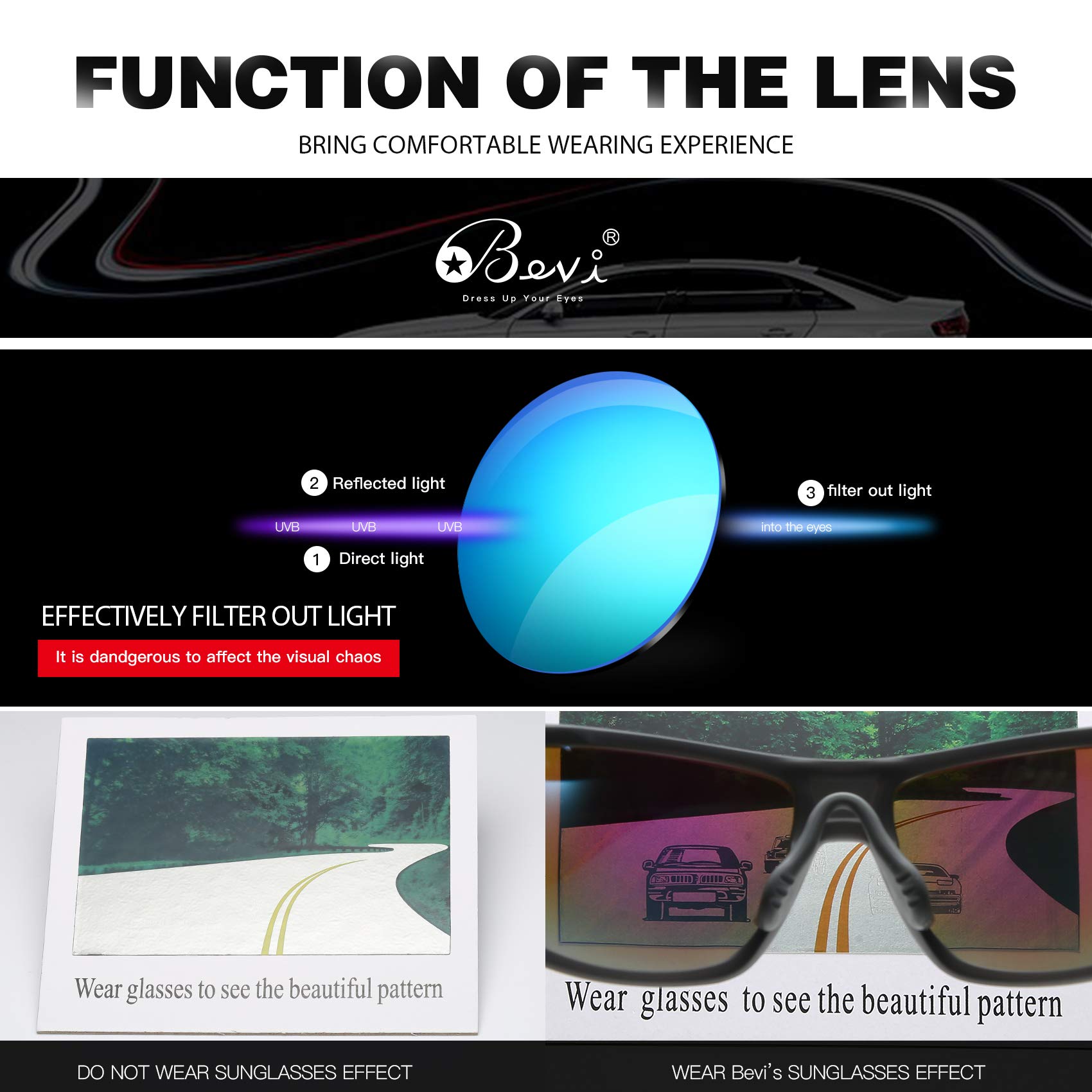 Bevi Polarized Sports Sunglasses for Men & Women - UV Protection, Anti-Glare Driving, Cycling & Running Shades - Perfect for Outdoor Activities & Travel