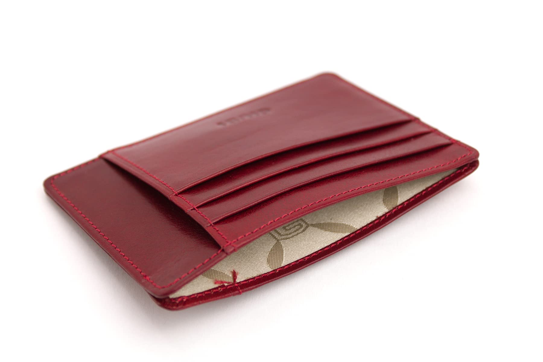 Giudi Slim Mini Leather Card Holder Wallet for Women & Men - RFID Blocking, Compact & Lightweight (Red) - Perfect for Travel, Business & Everyday Use