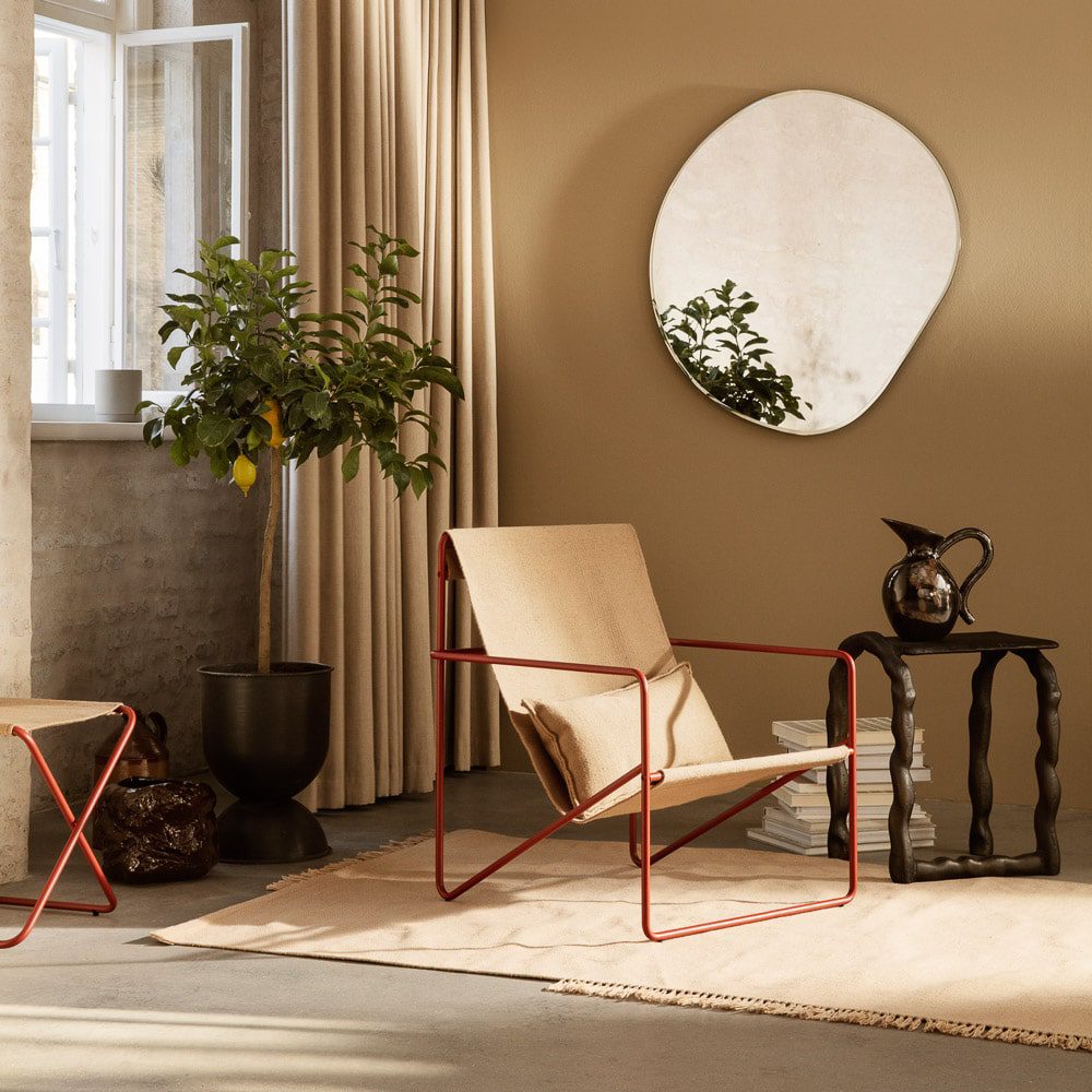 FERM LIVING Pond Mirror XL - Large Round Brass Wall Mirror for Bathroom, Living Room & Bedroom Decor - Elegant Home Accent for Modern Interior Design