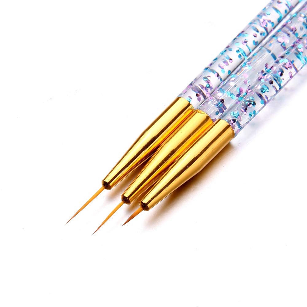 FULINJOY 8 Pcs Professional Nail Art Brushes Set - Acrylic UV Gel Nail Liner, Glitter Drawing & Painting Brushes with Crystal Handle for Nail Design, Manicure & Pedicure - Perfect for Salon, Home Use & DIY Nail Art