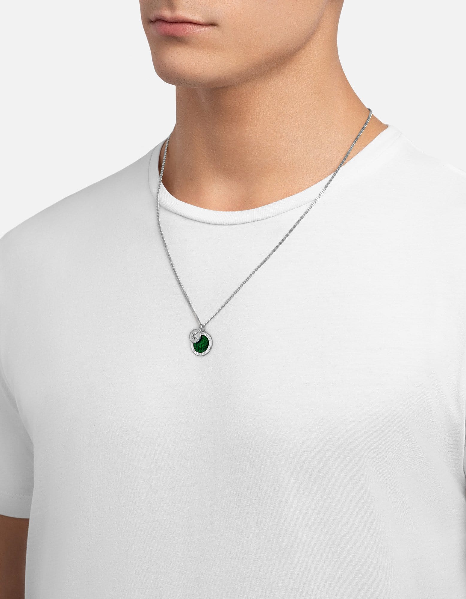 Saint Christopher Surf Necklace for Men Women - 925 Sterling Silver Pendant with Emerald Green Accent - Perfect Surfing Jewelry Gift for Beach Lovers & Water Sports Enthusiasts