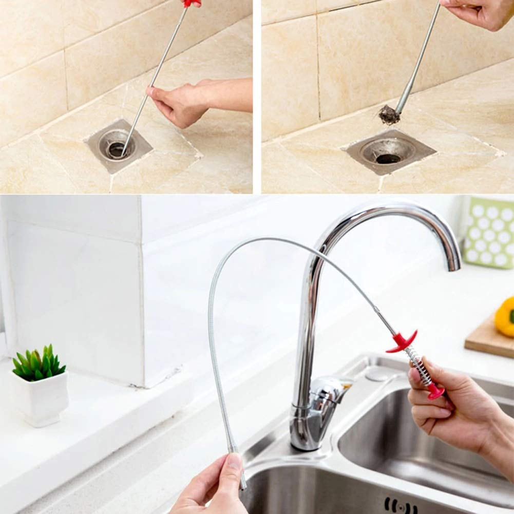 Ronest Stainless Steel Hair Catcher Drain Cleaner - Flexible Wire Spring Sink Cleaning Stick for Bathroom & Kitchen Clog Removal | Perfect for Showers, Sinks, and Tub Drains