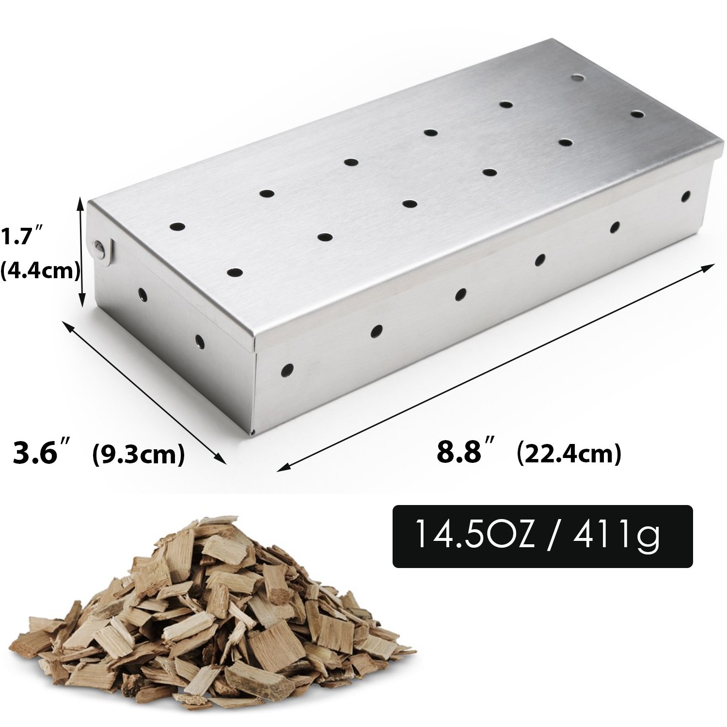 Premium Stainless Steel Smoker Box for Gas & Charcoal Grills - Heavy Duty BBQ Wood Chips Smoker Box - Perfect for Backyard Grilling, Camping & Outdoor Cooking Accessories