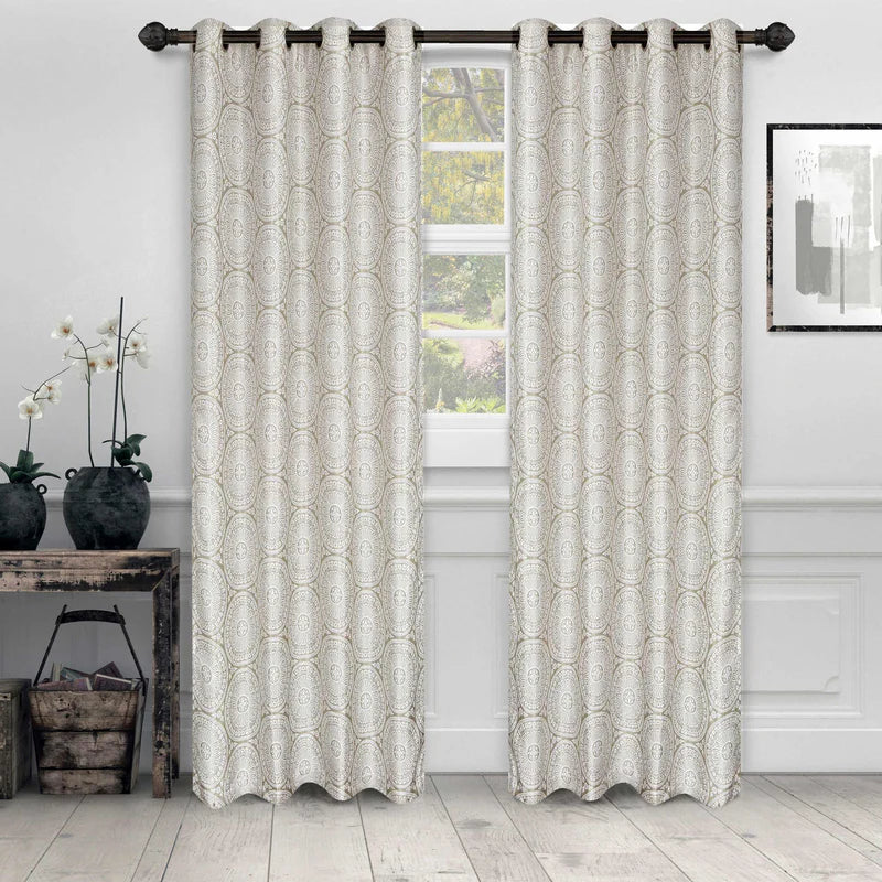Eminence Jacquard Geometric Floral Mandala Curtain Panel Set of 2 - Premium Blackout Window Drapes for Living Room & Bedroom Decor