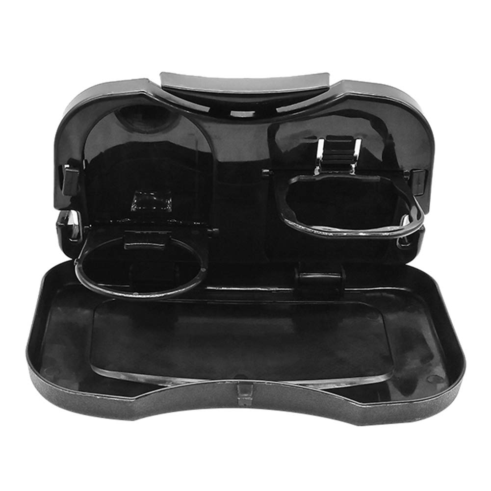 Portable Car Back Seat Organizer - Foldable Travel Tray with Cup Holder for Food, Drinks & Laptop - Steering Wheel Desk for Writing, Dining & Work (Black) - Perfect for Road Trips, Commuting & Family Travel
