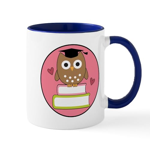 White/Navy Inside - Graduation Owl Mugs