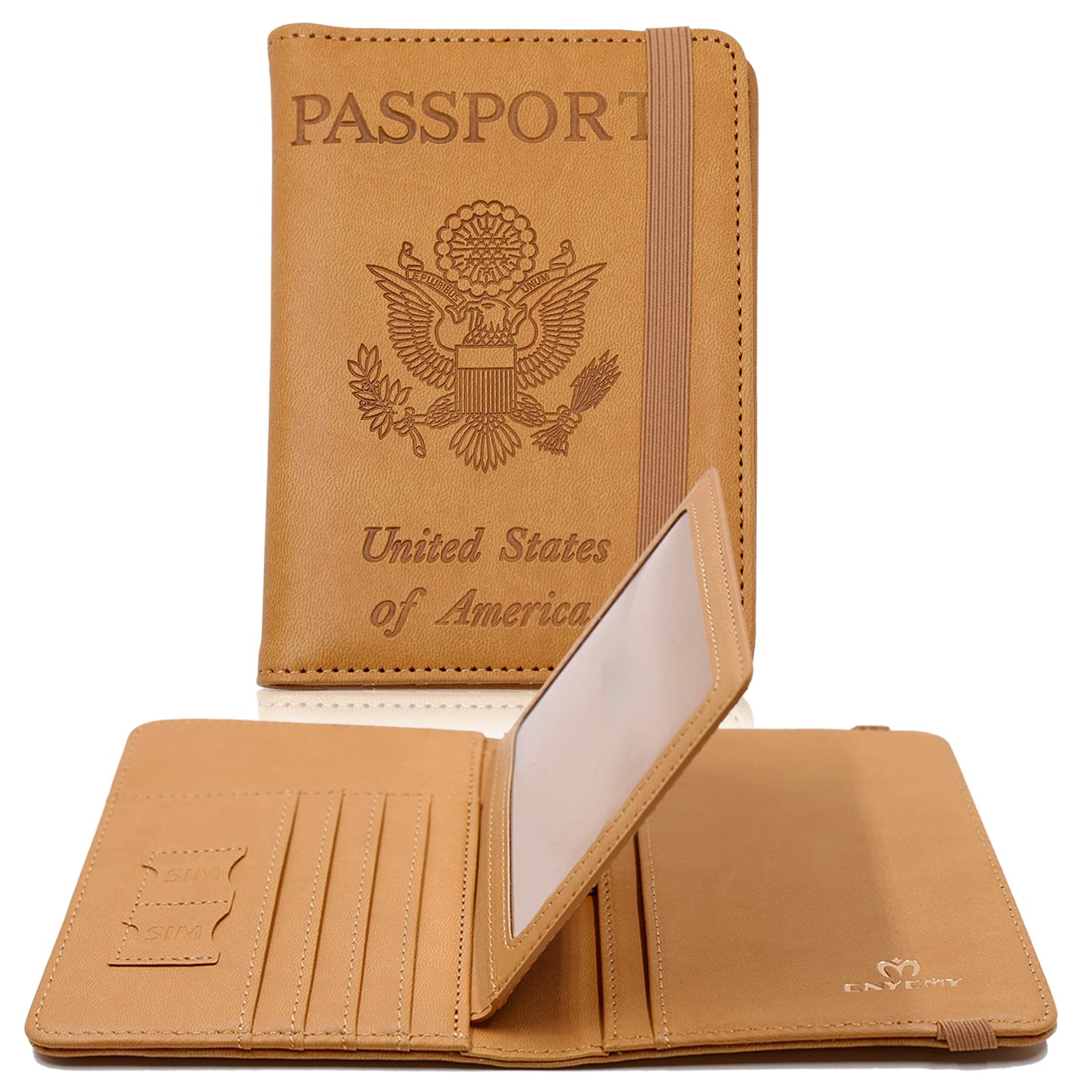 Premium RFID Blocking Passport Holder with Vaccine Card Slot - Waterproof PU Leather Travel Wallet for Women - Ideal for Air Travel, Vacations & International Trips (Brown)