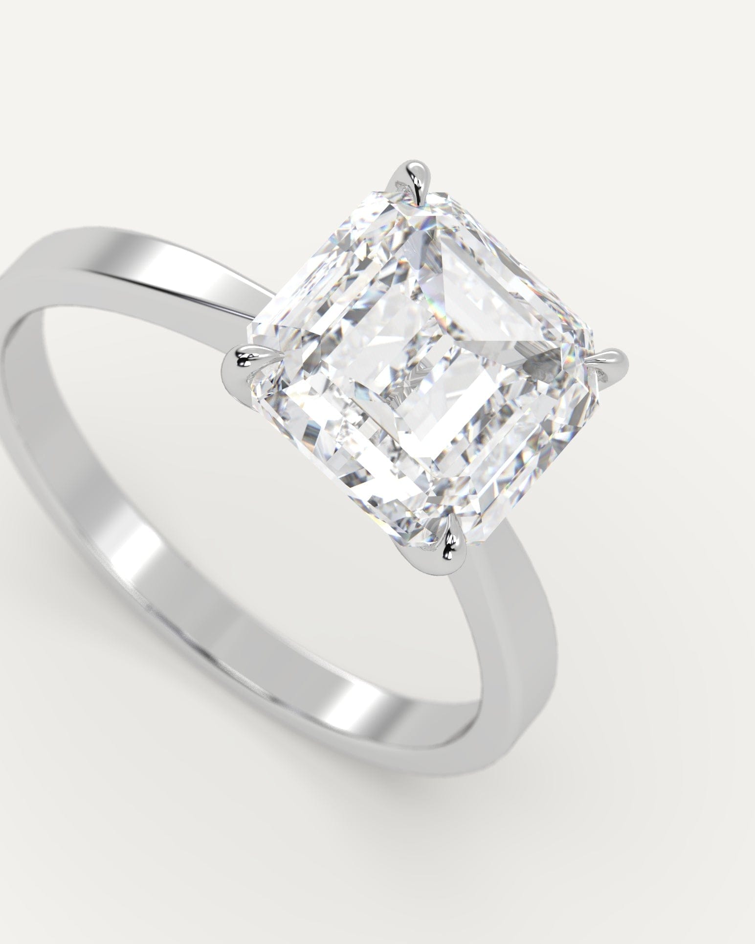3 Carat Asscher Cut Diamond Ring – Elegant Platinum Engagement Ring for Women | Perfect for Proposals, Anniversaries & Special Occasions