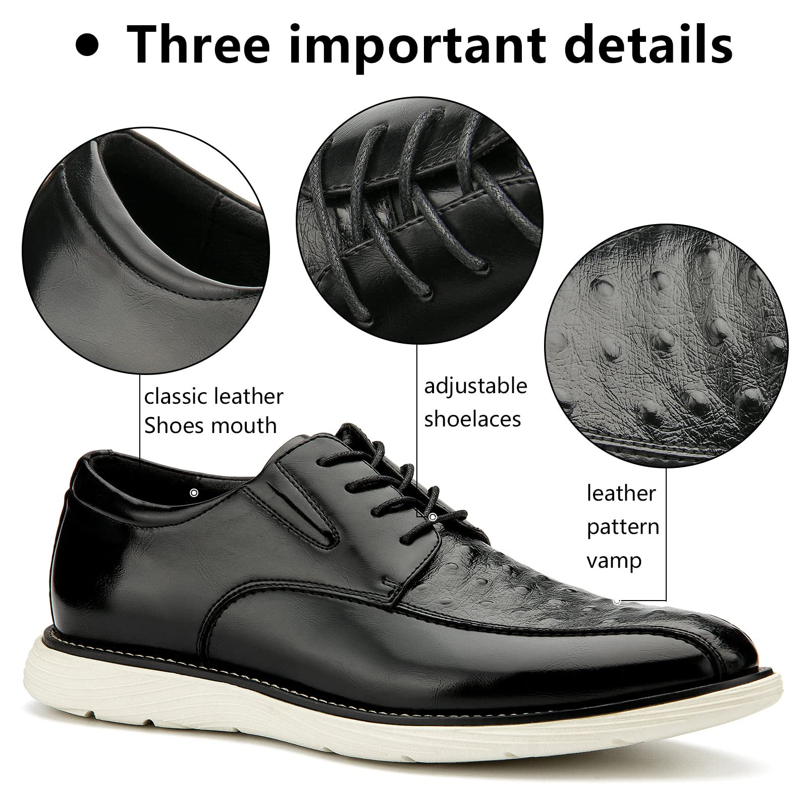 Meijiana Men's Oxford Dress Shoes - Lightweight Lace-Up Formal Shoes for Business & Wedding - Comfortable Leather Office Shoes for Men