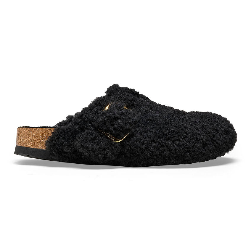Birkenstock Boston Big Buckle Shearling Clogs for Women - Soft Suede Leather with Gold Buckle & Cozy Shearling Lining - Comfortable House Slippers for Indoor/Outdoor Wear