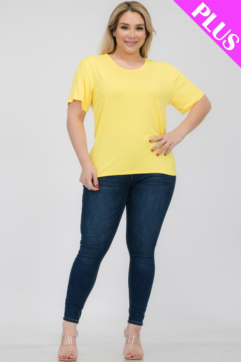 Plus Size Basic Short Sleeve T-Shirt for Women - Comfortable Cotton Casual Tee for Everyday Wear | Perfect for Work, Lounge & Summer Outfits
