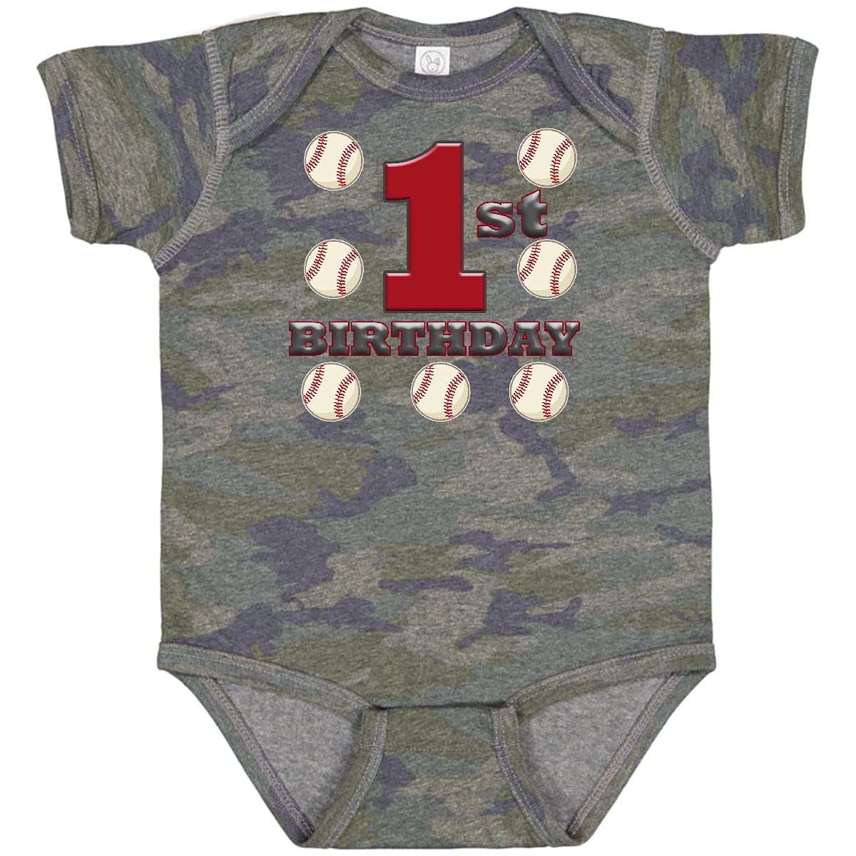 Inktastic First Birthday Baseball Baby Bodysuit - Cute 1st Birthday Outfit for Boys & Girls | Soft Cotton Onesie for Baseball Theme Parties & Photo Shoots | Perfect Gift for Baby's First Birthday Celebration