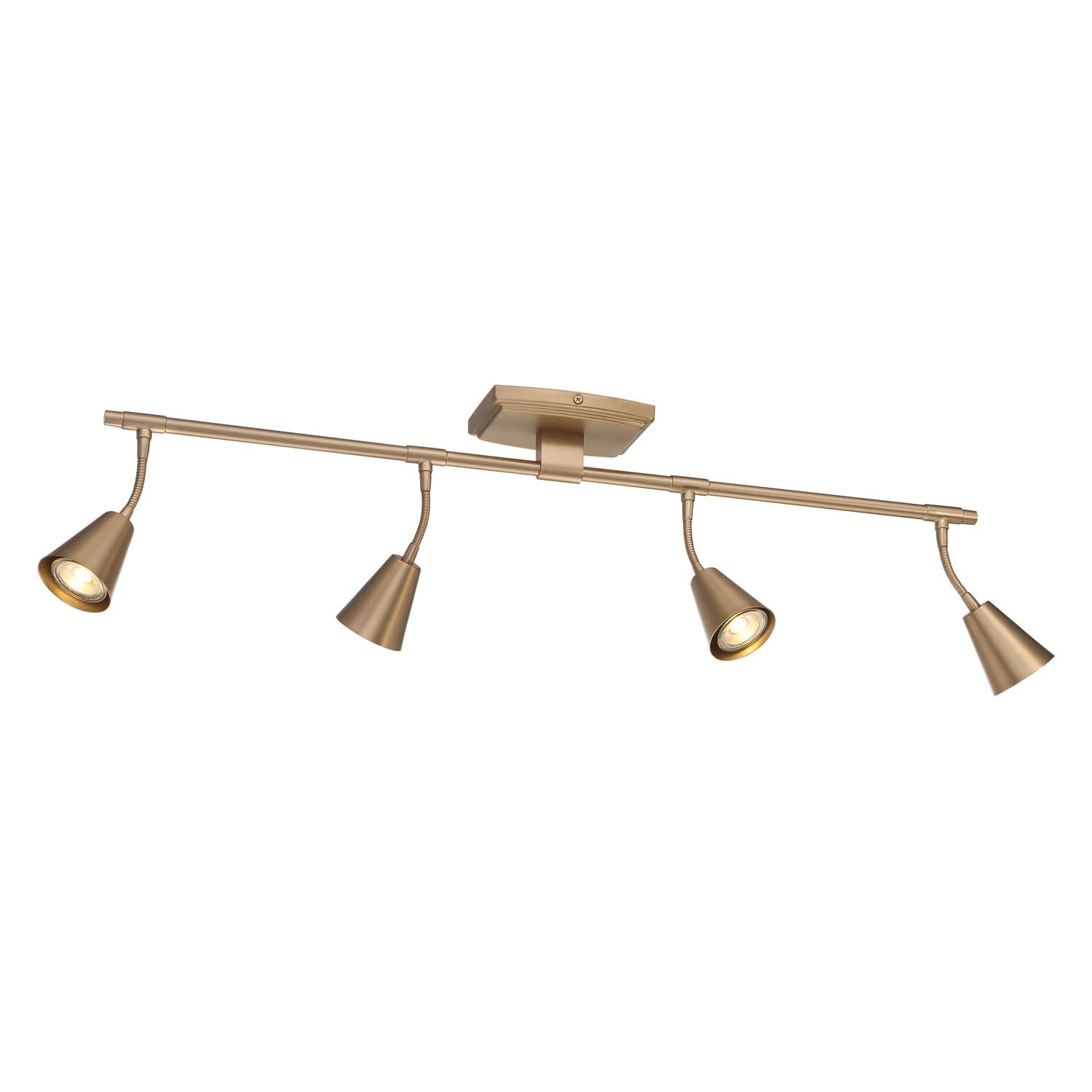 Modern LED 4-Light Track Lighting System - 32 Inch Brushed Brass with 4 GU10 Bulbs Included - Adjustable Directional Ceiling Light for Kitchen, Living Room Wall & Spotlight Fixtures - Perfect for Home, Office & Retail Spaces