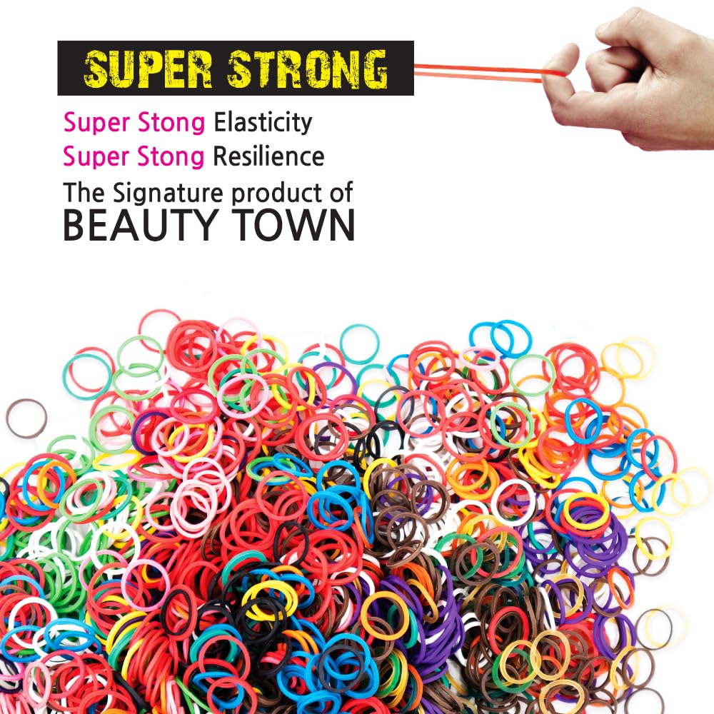 1000 Pcs Soft Elastic Hair Bands - No Damage Stretchy Rubber Bands for Braids & Ponytails (4-Pack Black & White) | Beauty Town Hair Accessories for Women, Girls, Kids - Perfect for School, Work, Gym & Daily Styling