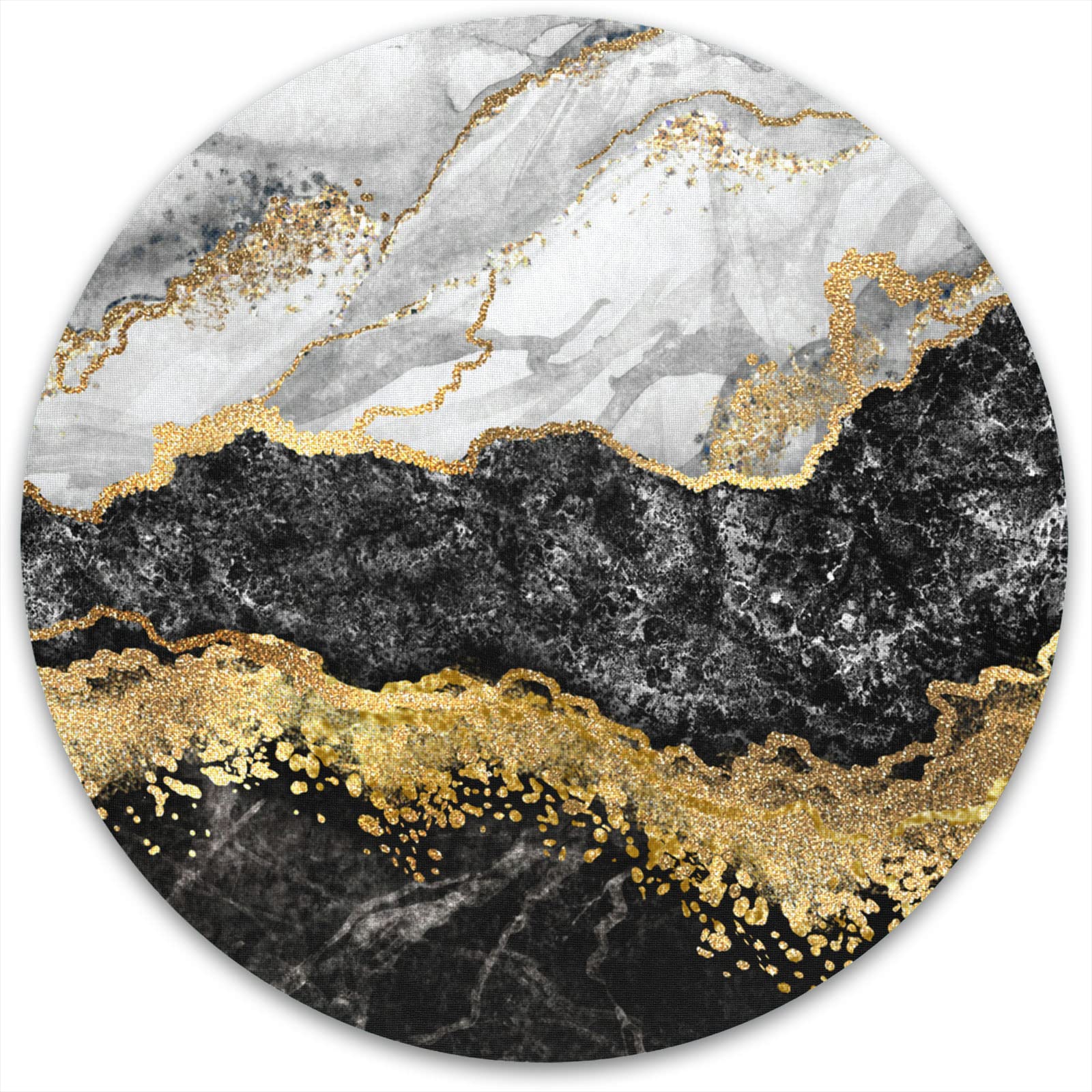 Premium Textured Small Round Mouse Pad 7.9 x 7.9 Inch - Non-Slip Rubber Base, Waterproof Cute Mousepad for Wireless Mouse, Laptop & PC Office - Black Gold Marble Design for Women & Gamers - Perfect for Home Office, Gaming Setup and Workspace Accessories