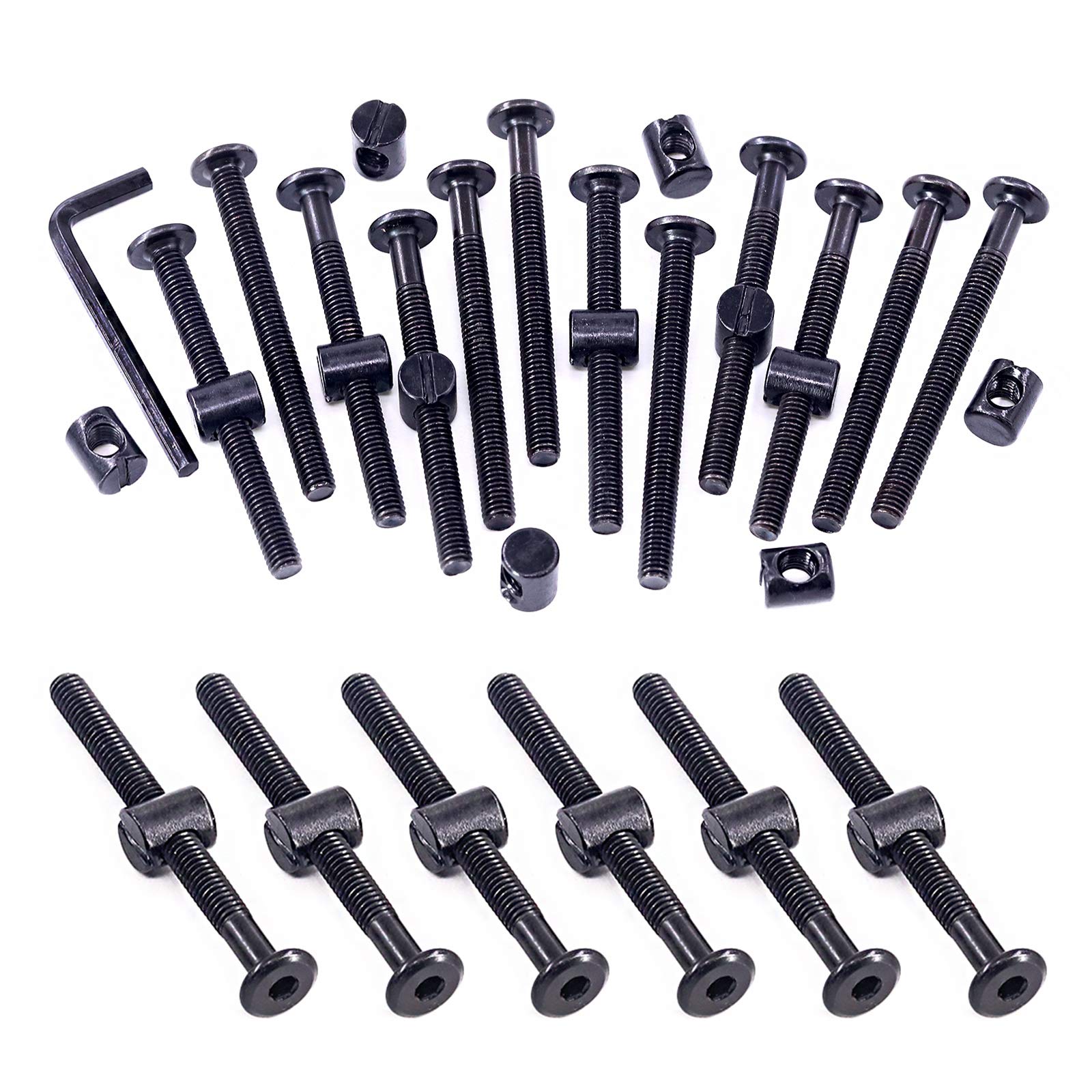 Swpeet 51Pcs M6x65mm Crib Screws with Allen Wrench - Perfect for Baby Beds & Furniture Assembly