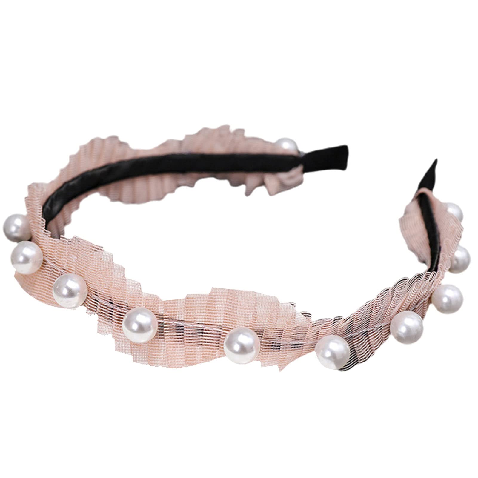UATS Collectvoice Women's Fashion Faux Pearl Mesh Headband - Elegant Hair Hoop Accessory for Bridal, Party & Everyday Wear