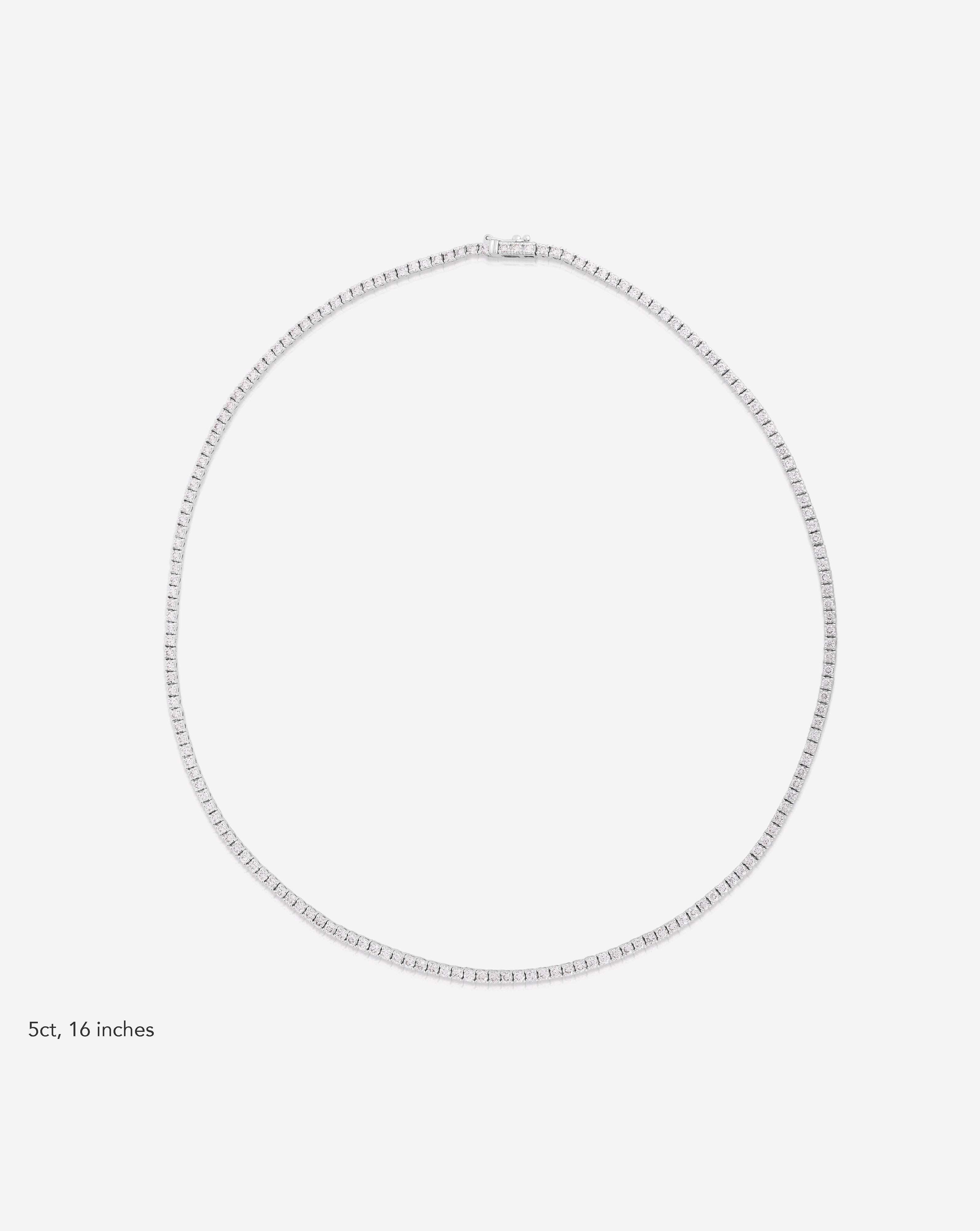 Elegant Classic Diamond Tennis Necklace for Women - Timeless 14K White Gold Pendant Jewelry for Weddings, Parties & Special Occasions