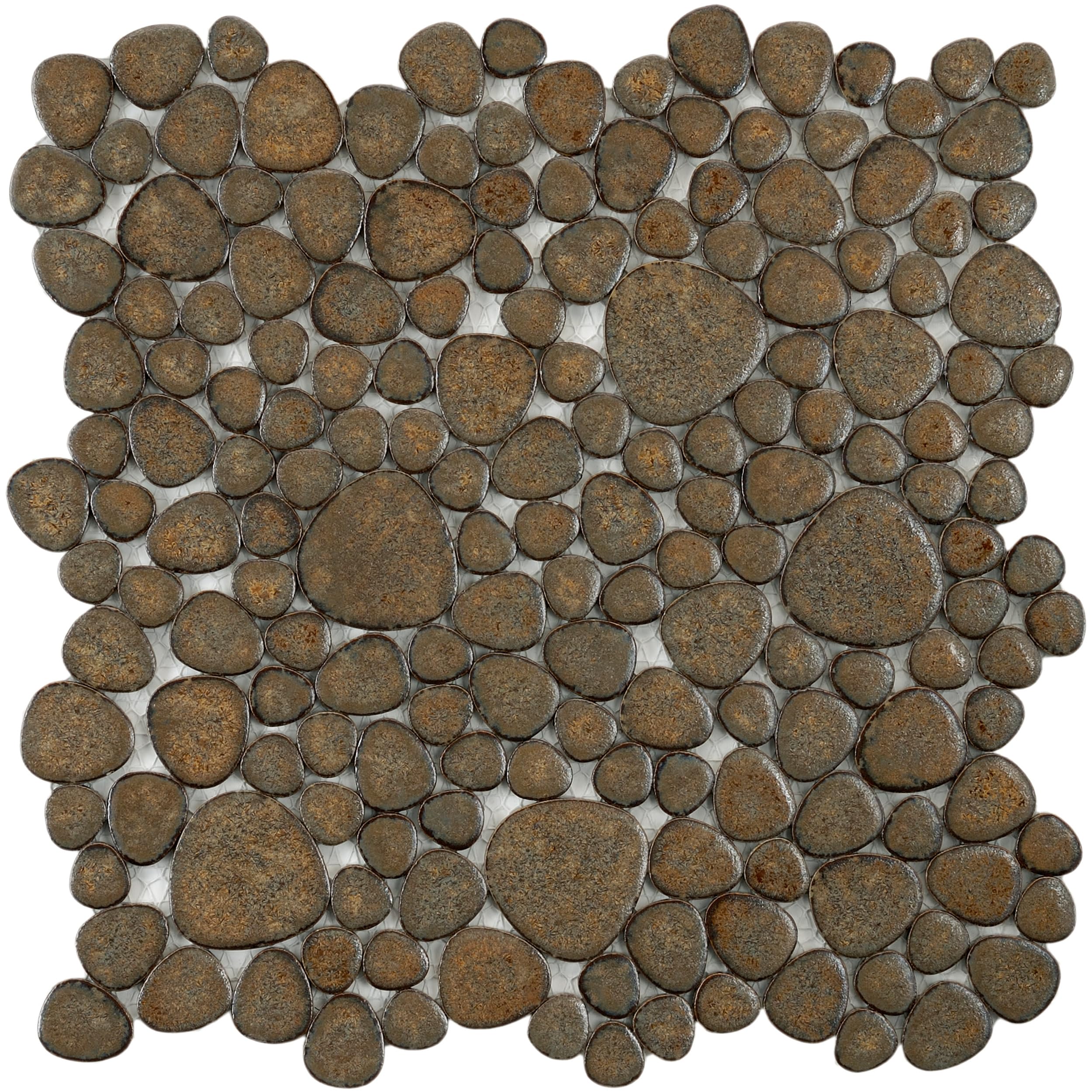 Merola Tile Pebble Brownstone 10-3/4