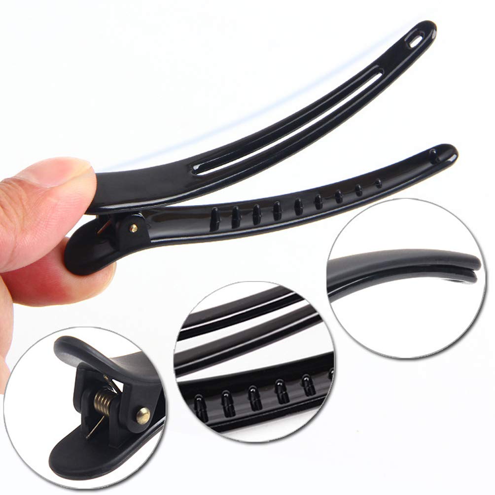12 Pcs Matt Black Alligator Hair Clips - Professional Salon Hair Styling Clamps for Sectioning & Styling (X-Large) - Perfect for Hairdressers, DIY Hairstyling & Home Use