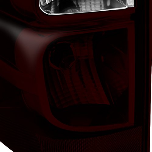 AKKON Smoked Halo LED Projector Headlights & Dark Red Tail Lights for Chevy Avalanche - Replacement Headlamps with Halo Rings for Improved Night Visibility