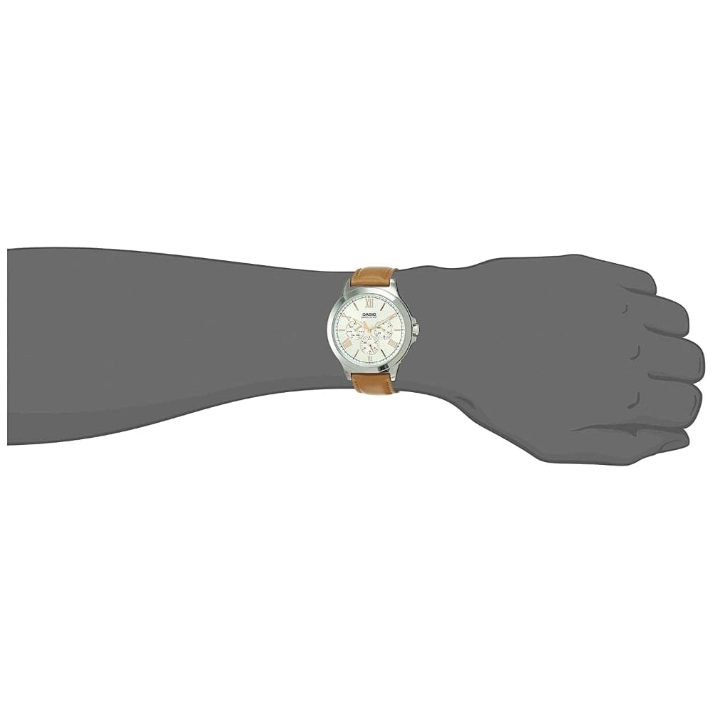 CASIO MTP-V300L-7A2UDF Analog Men's Watch with Brown Leather Strap - Stylish & Durable for Business, Casual & Everyday Wear