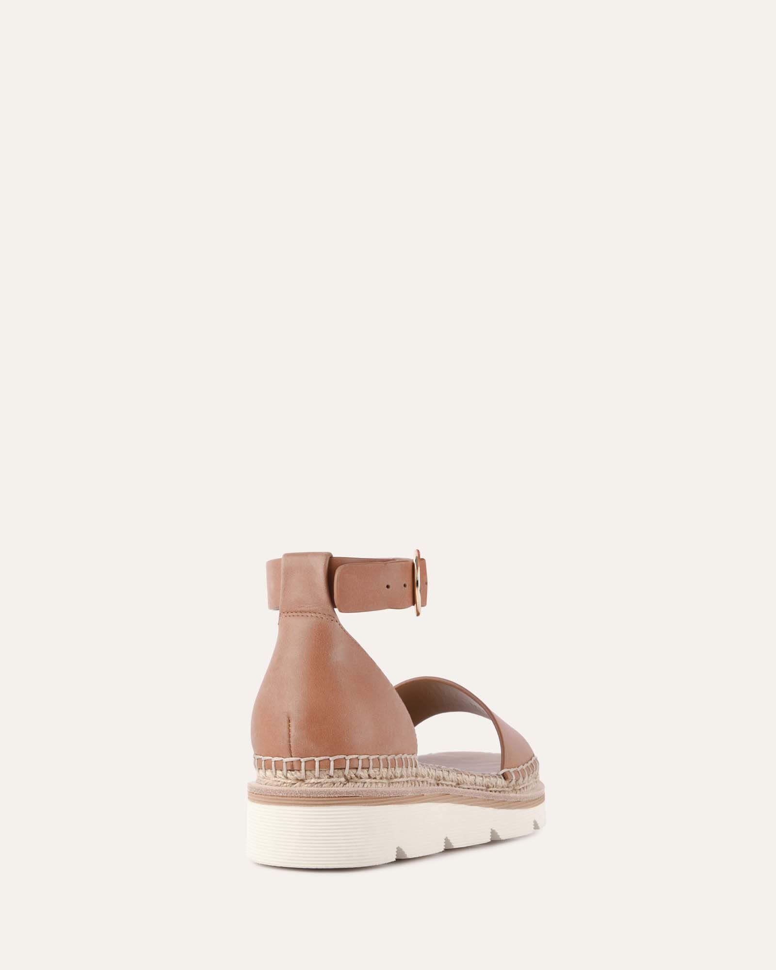 IVY Women's Flat Sandals - Genuine Tan Leather Comfortable Slides for Casual Wear, Beach & Summer Outfits