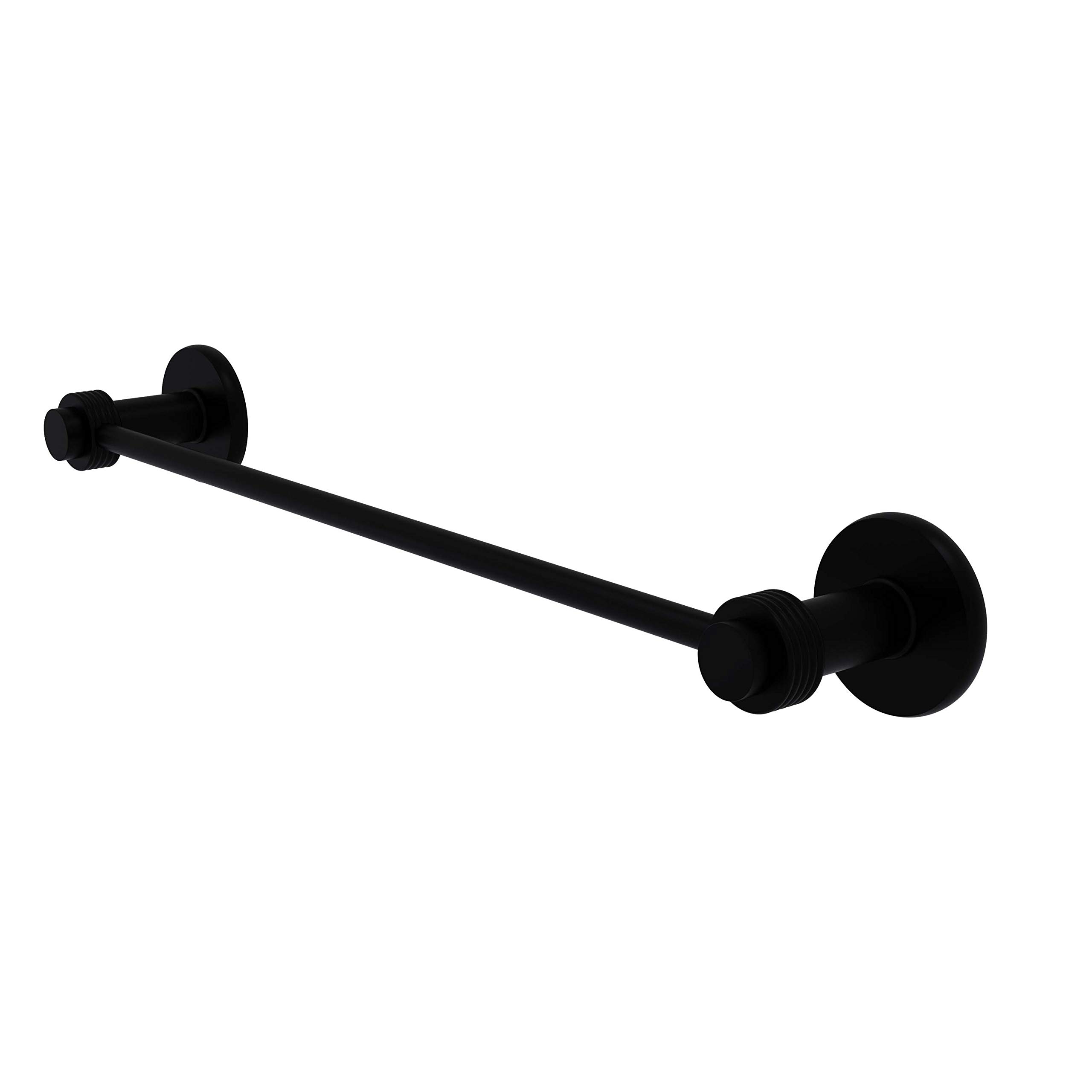 Allied Brass 931G/24-BKM Mercury Collection 24 Inch Groovy Accent Towel Bar in Matte Black - Modern Bathroom Towel Holder for Home & Hotel Decor