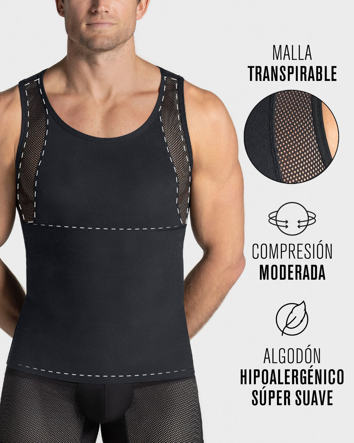 3 Pack Stretch Cotton Moderate Compression Shaper Tank with Mesh Cutouts - Slimming Shapewear for Women, Breathable Workout Tops for Yoga, Gym & Everyday Wear