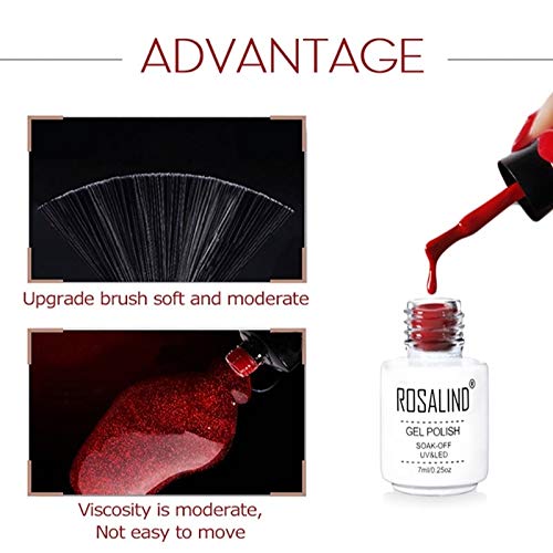 ROSALIND UV Gel Polish Set - Semi-Permanent Nail Polish Kit with Primer & Top Coat, 7ml Poly Gel Varnish for Manicure & Pedicure - Perfect for Nail Art, Salon & Home Use