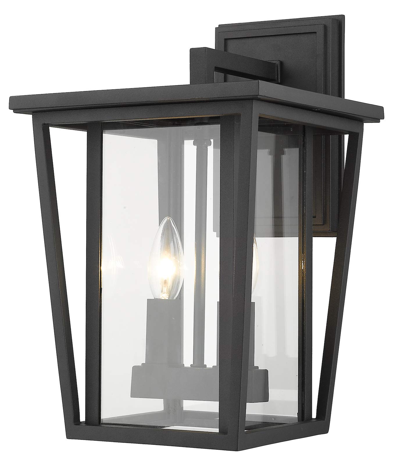 2 Pack Outdoor Wall Sconce Lights - Waterproof Exterior Lighting Fixtures for Porch, Patio, Garden & Garage - Black Matte Finish Modern Wall Lanterns (Weatherproof & Dusk to Dawn)