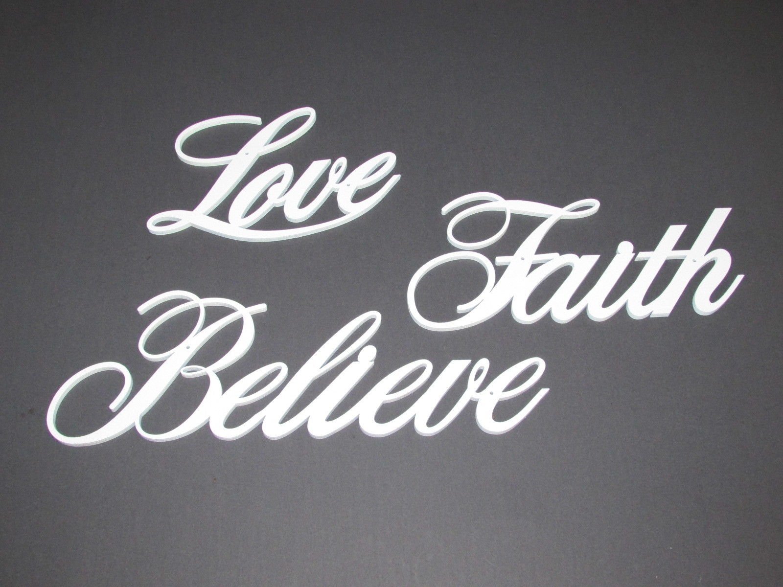 Faith Love Believe Words - Laser Cut Wood Wall Art Decor for Home, Bedroom, Living Room - Inspirational Sign for Gifts & Spiritual Decor
