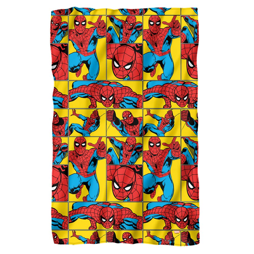 Marvel Spider-Man Fleece Blanket - 36x58 Inches Soft Superhero Blanket with Spider-Man Tiles Design - Perfect for Kids Bedroom, Movie Nights & Gift Giving
