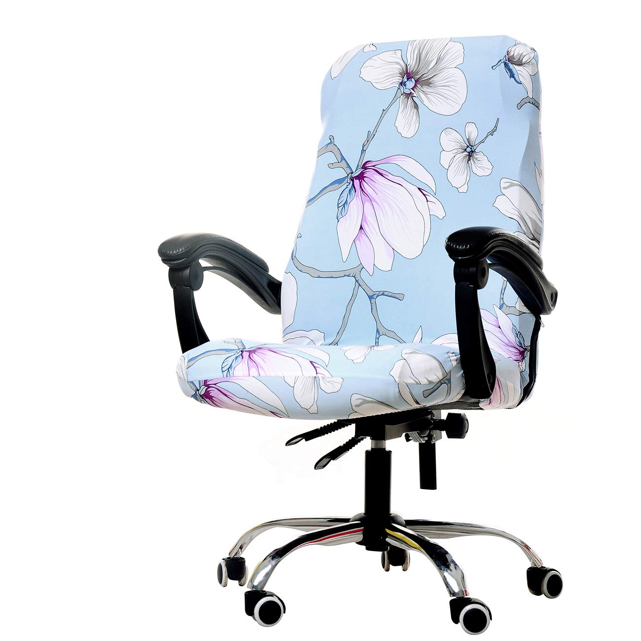 WOMACO Stretchable Office Chair Cover - Universal Computer & Boss Chair Slipcover - Modern Minimalist Design High Back Chair Protector (Magnolia, Medium) - Perfect for Home Office, Conference Rooms & Workspaces