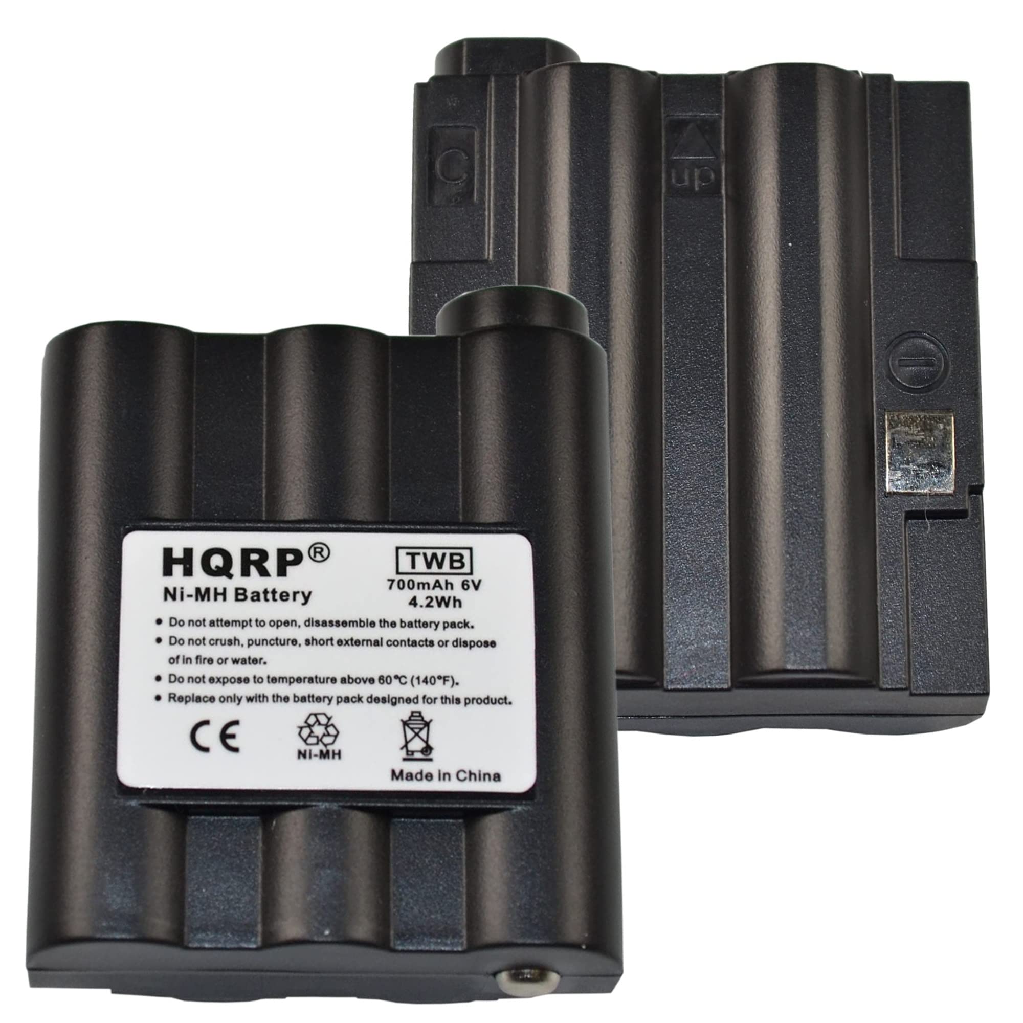 HQRP 2-Pack Rechargeable Two-Way Radio Battery Compatible with Midland BATT5R & AVP-7 - Long Lasting Replacement Battery for Walkie Talkies - Perfect for Outdoor Adventures, Construction Sites, and Emergency Communication