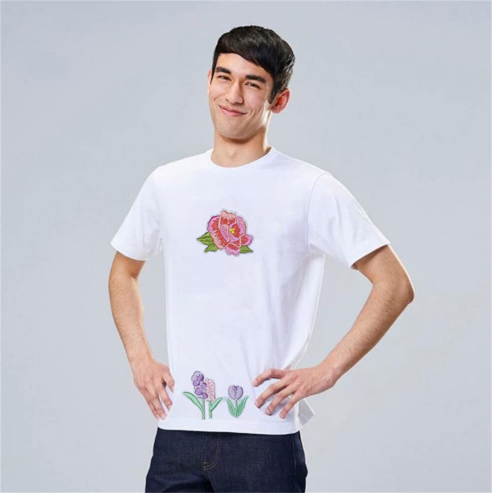 8pcs Floral Iron On Patches - Embroidered Sew On Applique for Jeans, Jackets & DIY Clothing (White) - Perfect for Customizing Denim, Bags & Home Decor