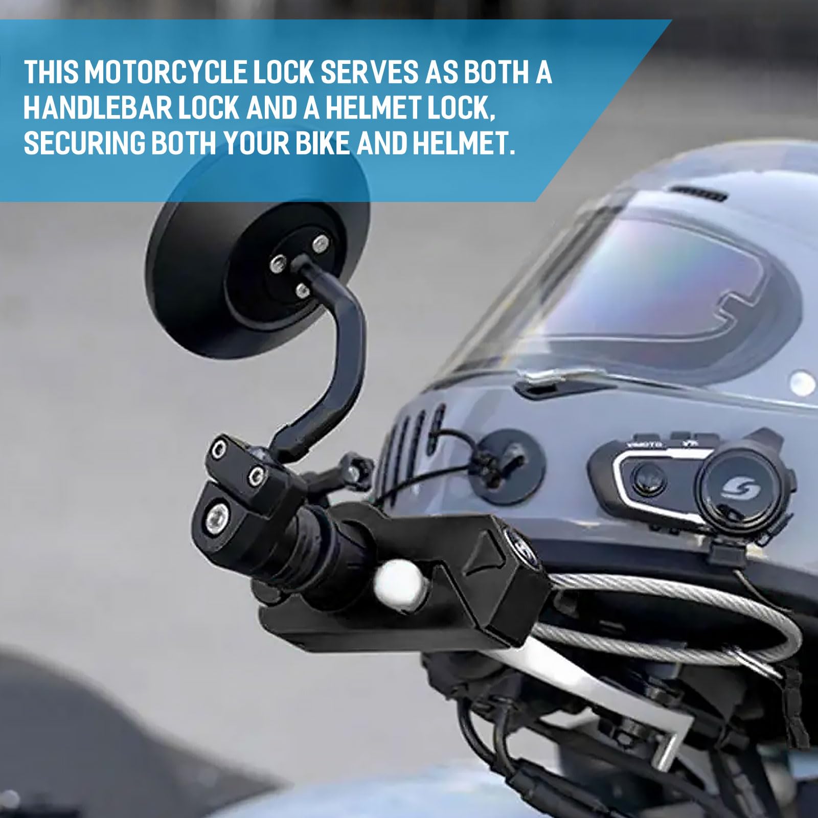 Heavy Duty Motorcycle Helmet Lock with 2 Keys - Anti-Theft Handlebar Grip for Bikes & ATVs - Secure Riding Gear