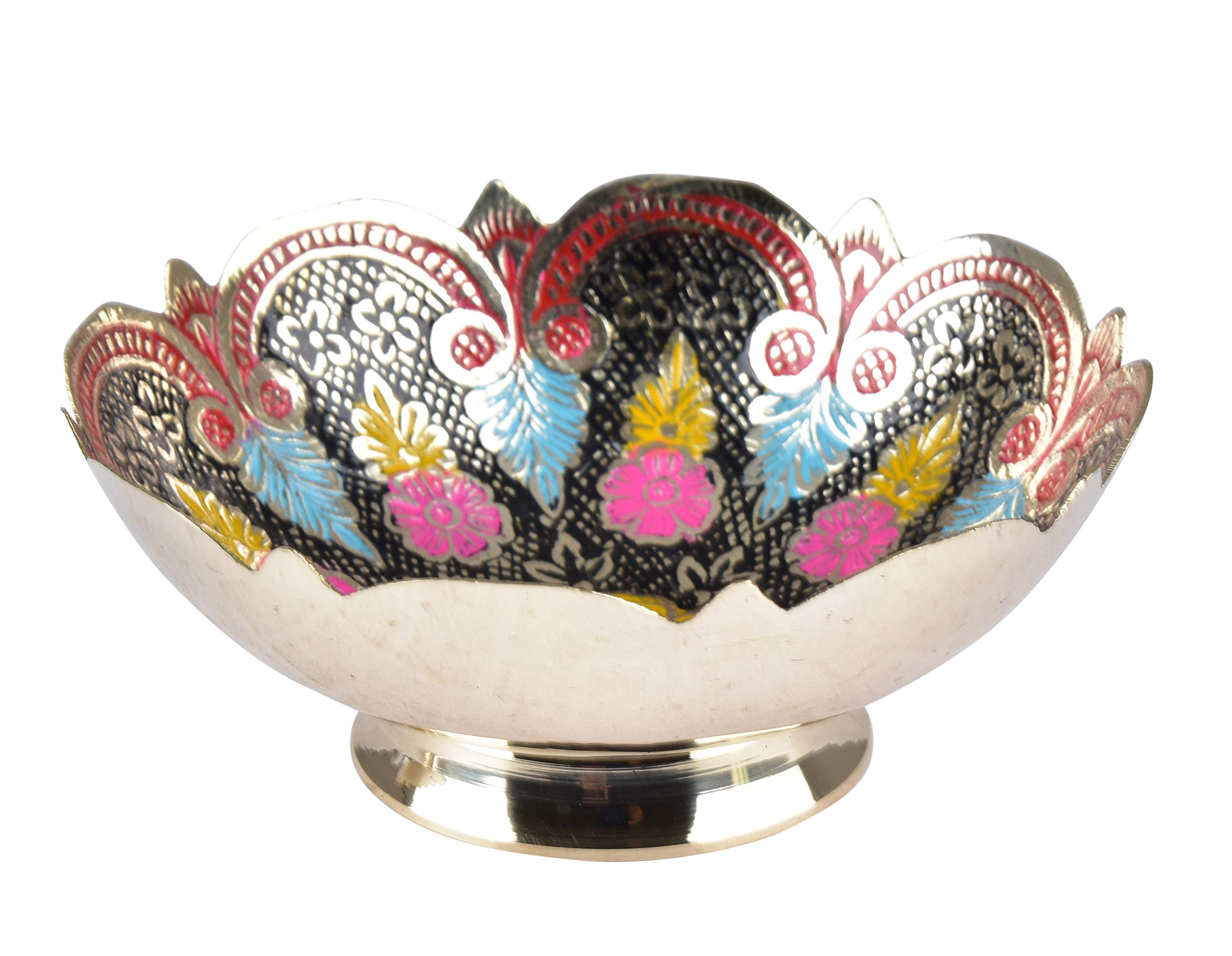 Diollo Decorative Dry Fruit Bowls - Elegant Brass Kitchen Serving Bowls with Meenakari Artwork | 5 Inch Diameter Black Bowl for Fruits, Nuts, Candy | Perfect for Home Decor, Party Serving & Gift Giving