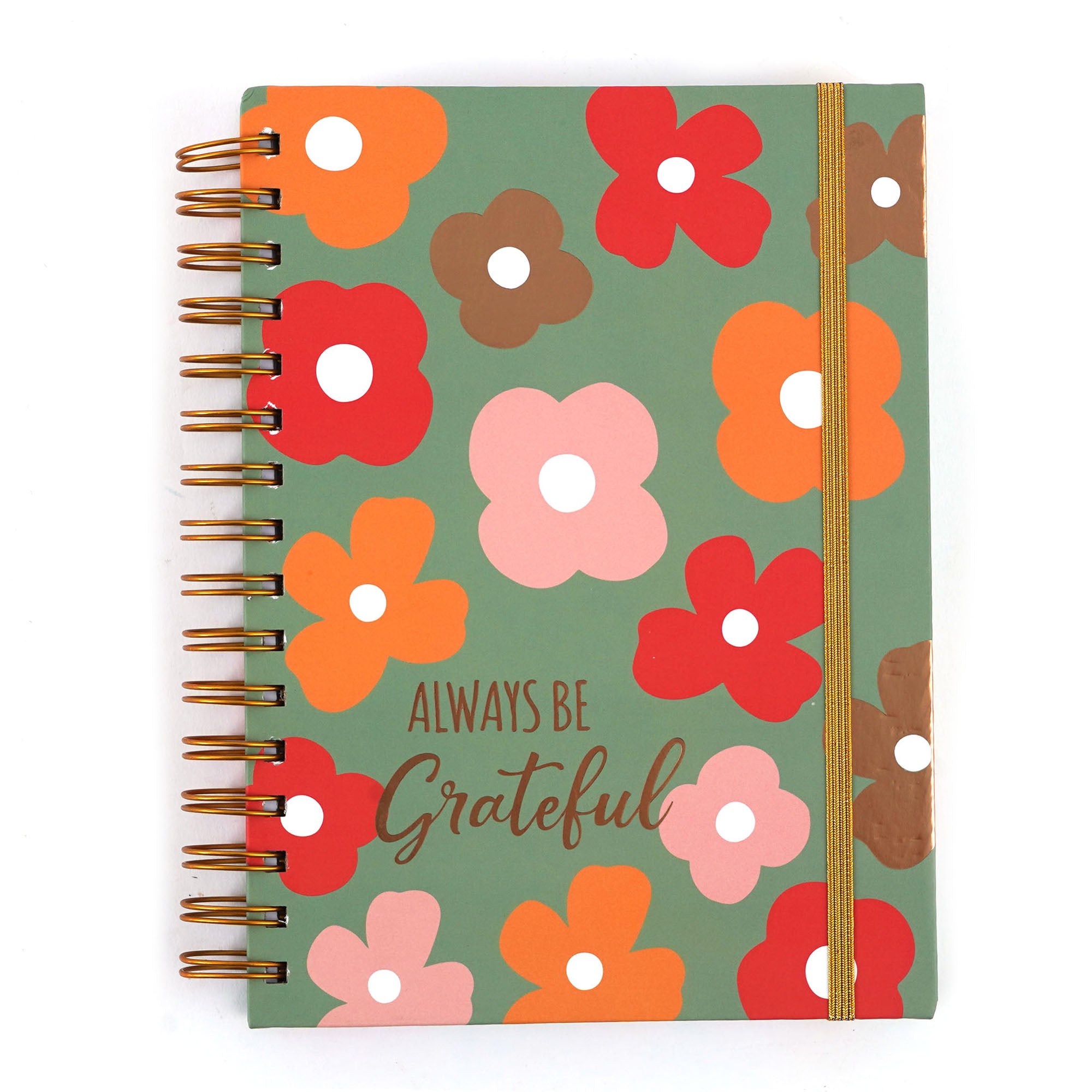 160-Sheet Hot Stamp Chunky Spiral Journal with Inside Pocket - Floral 