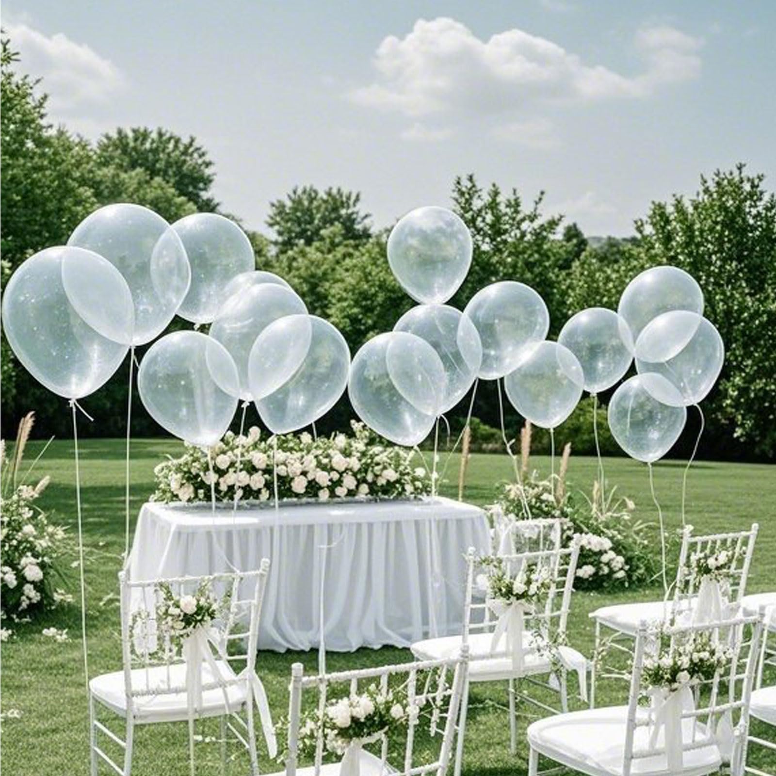 100 Pack 5 Inch Clear Transparent Latex Balloons for Party Decorations, Birthday, Wedding, Baby Shower & Holiday Celebrations