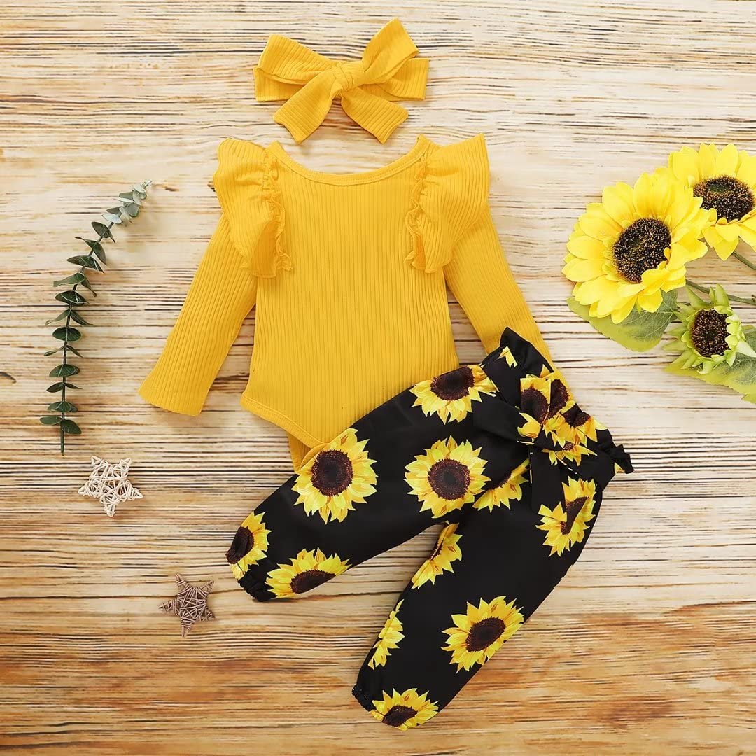 Soft Long Sleeve Baby Girl Onesie Set with Pants & Headband - Newborn Infant Outfit for Photo Shoots, Playdates & Special Occasions