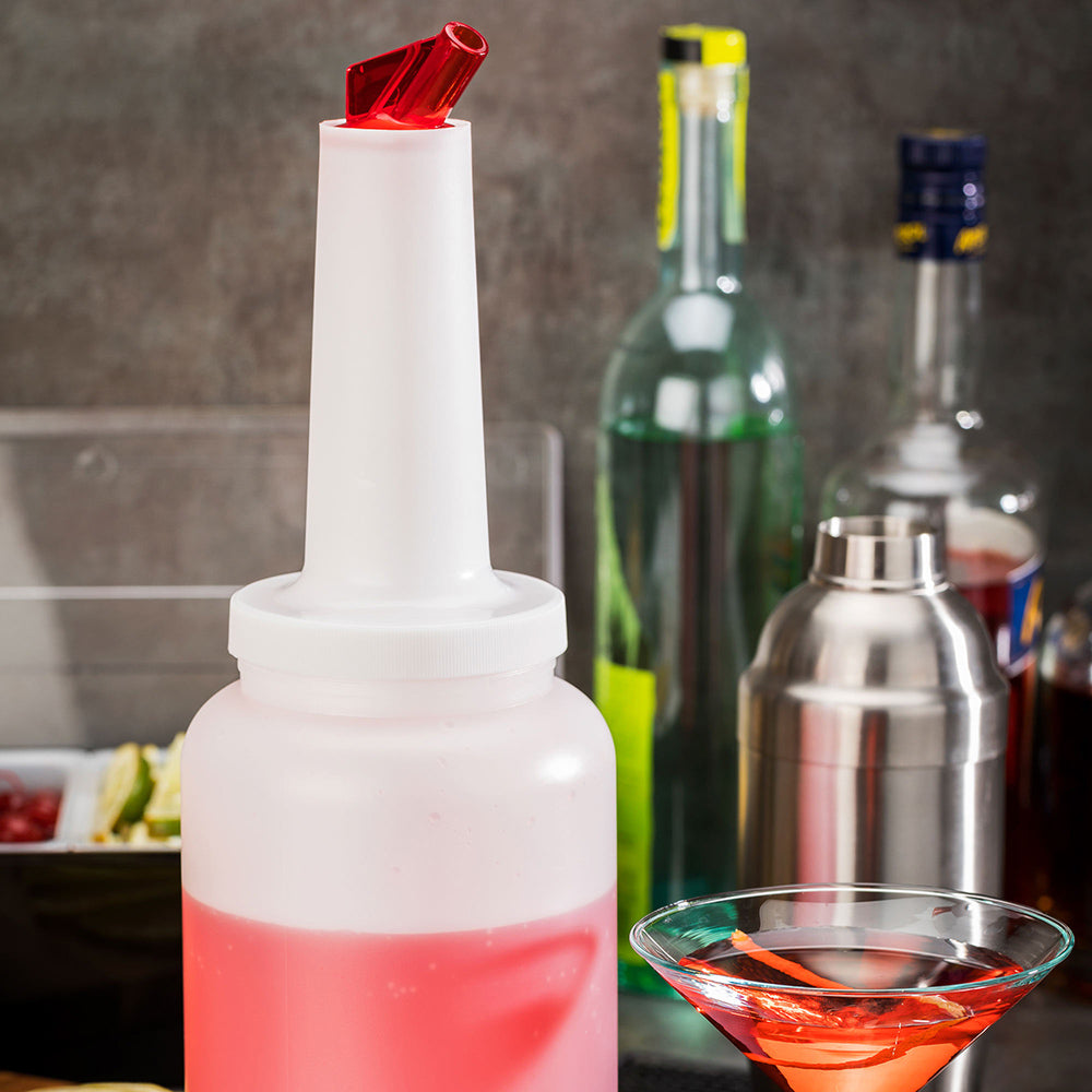 Bar Lux 2.5 Quart Plastic Quick Pour Storage Container Bottle with Red Spout & Lid - 5x5x15 Inches - 1 Count Box - Perfect for Liquids, Oils, and Kitchen Storage